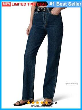 High Rise Straight Leg Stretch Denim Jeans Casual Everyday